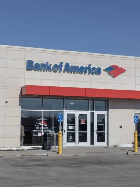 Fishers - January 17, 2025: Bank of America investment bank and loan branch. Bank of America is also known as BofA or BAC. clipart