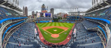 Cleveland - 28 Mayıs 2025: Yenilikçi Alan Panoraması, Cleveland Koruyucularının evi. İlerleme Alanı 1994 'ten beri Koruyuculara ev sahipliği yapıyor..