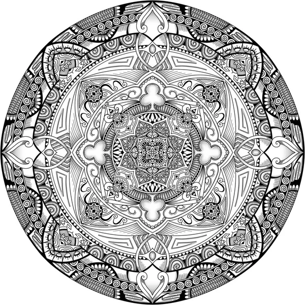 Květinová Mandala Černobílý Dekorativní Vzor Orientální Zázemí Etnická Ilustrace Islámský — Stock fotografie