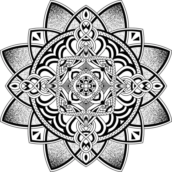 Mandala Negro Sobre Fondo Blanco Aislado Patrón Floral Diseño Yoga —  Fotos de Stock