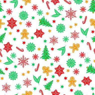 Kusursuz Noel Elementleri, El Çizimi Xmas, Yeni Yıl Şablonu