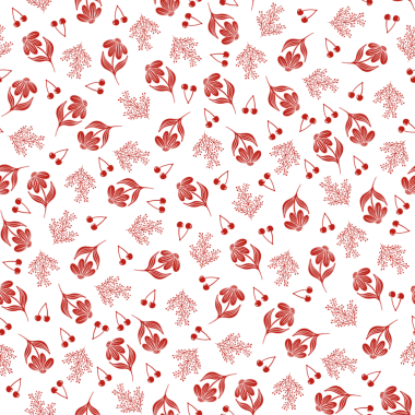 Kirazlı, pürüzsüz kırmızı küçük çiçek deseni.