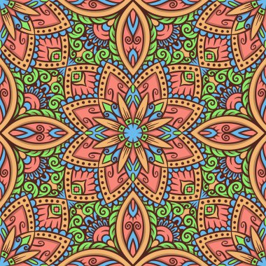 Etnik fayansların pürüzsüz deseni. Soyut süs baskısı, mandala tarzı.