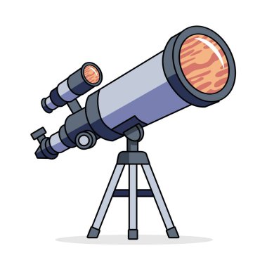 Şeffaf arkaplanda vektör teleskobu, astronomi.