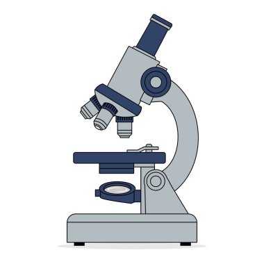 Şeffaf arkaplanda vektör mikroskobu. İzole edilmiş bilimsel nesne