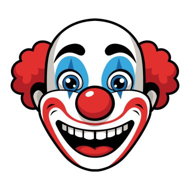 Saydam Arkaplan Üzerine Komik Palyaço Baş Vektör İllüstrasyonu