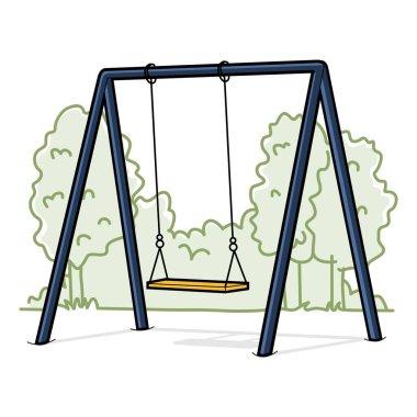 Park salıncak çizimi. Şeffaf arkaplanda eğlence ve nesne tasarımı