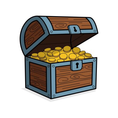 Hazine göğüs vektörü çizimi. Fantezi, macera