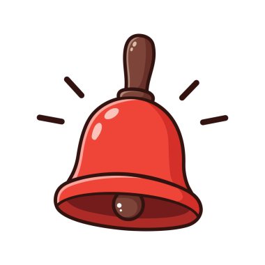 Kırmızı okul çan vektör illüstrasyonu. Şeffaf arkaplan üzerine eğitici nesne tasarımı