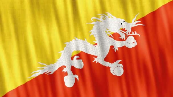 Bhutan Nationale Vlag Naadloze Lus Animatie Close Zwaaien Hoge Kwaliteit — Stockvideo