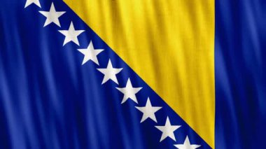 Bosna-Hersek Ulusal Bayrağı. Kusursuz döngü animasyonu yakın plan el sallıyor. Yüksek kalite 4k uhd, 60 fps görüntü