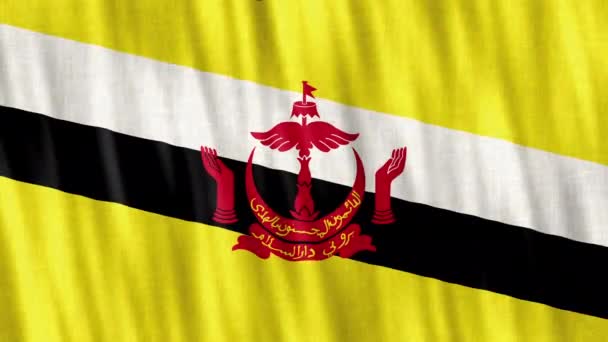 Flaga Narodowa Brunei Płynna Animacja Pętli Zbliżenie Machanie Wysokiej Jakości — Wideo stockowe