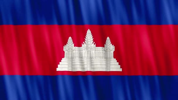 Cambodia National Flag Seamless Loop Animation Closeup Waving High Quality — Stock Video