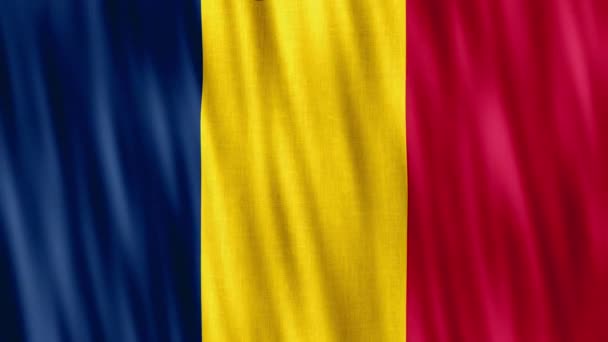 Bandera Nacional Chad Inconsútil Animación Bucle Primer Plano Saludando Alta — Vídeos de Stock