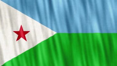 Cibuti Ulusal Bayrağı. Kusursuz döngü animasyonu yakın plan el sallıyor. Yüksek kalite 4k uhd, 60 fps görüntü