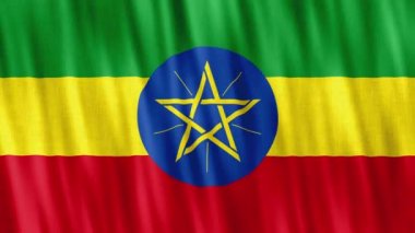 Etiyopya Ulusal Bayrağı. Kusursuz döngü animasyonu yakın plan el sallıyor. Yüksek kalite 4k uhd, 60 fps görüntü
