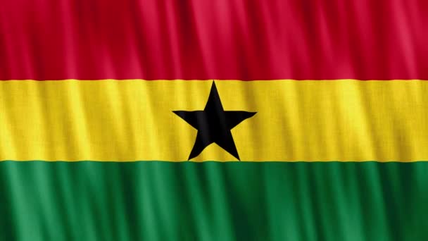 Ghana Nationale Vlag Naadloze Lus Animatie Close Zwaaien Hoge Kwaliteit — Stockvideo