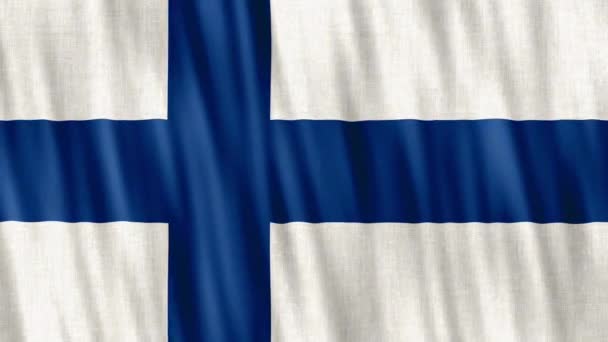 Finnország Nemzeti Zászló Zökkenőmentes Hurok Animáció Közelkép Integetett Kiváló Minőségű — Stock videók