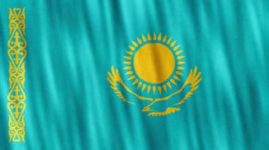 Kazakistan Ulusal Bayrağı. Kusursuz döngü animasyonu yakın plan el sallıyor. Yüksek kalite 4k uhd, 60 fps görüntü