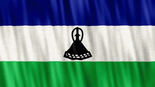 Государственный Флаг Лесото Бесшовный Цикл Анимации Крупным Планом Машет Высококачественный — стоковое видео