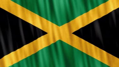 Jamaika Ulusal Bayrağı. Kusursuz döngü animasyonu yakın plan el sallıyor. Yüksek kalite 4k uhd, 60 fps görüntü