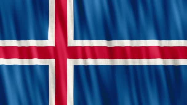 Islandská Národní Vlajka Bezešvé Smyčkové Animace Detailní Mávání Kvalitní Uhd — Stock video