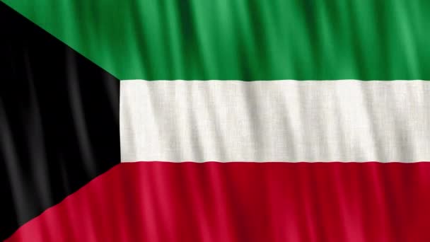科威特国旗 无缝圈动画特写挥手 高质量4K Uhd Fps镜头 — 图库视频影像