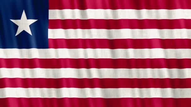 Bandeira Nacional Libéria Animação Loop Sem Costura Closeup Acenando Alta — Vídeo de Stock