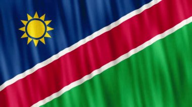 Namibya Ulusal Bayrağı. Kusursuz döngü animasyonu yakın plan el sallıyor. Yüksek kalite 4k uhd, 60 fps görüntü