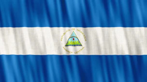 Flaga Narodowa Nikaragui Płynna Animacja Pętli Zbliżenie Machanie Wysokiej Jakości — Wideo stockowe