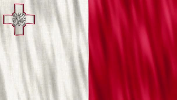 Bandera Nacional Malta Inconsútil Animación Bucle Primer Plano Saludando Alta — Vídeo de stock