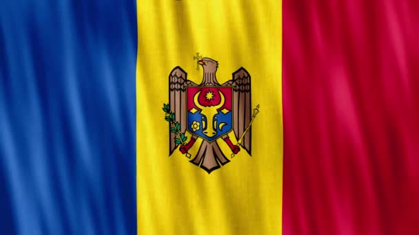 Moldavská Národní Vlajka Bezešvé Smyčkové Animace Detailní Mávání Kvalitní Uhd — Stock video