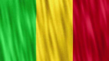 Mali Ulusal Bayrağı. Kusursuz döngü animasyonu yakın plan el sallıyor. Yüksek kalite 4k uhd, 60 fps görüntü