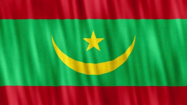 Bandera Nacional Mauritania Inconsútil Animación Bucle Primer Plano Saludando Alta — Vídeos de Stock