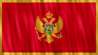 Karadağ Ulusal Bayrağı. Kusursuz döngü animasyonu yakın plan el sallıyor. Yüksek kalite 4k uhd, 60 fps görüntü