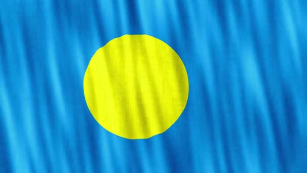 Государственный Флаг Палау Бесшовный Цикл Анимации Крупным Планом Машет Высококачественный — стоковое видео