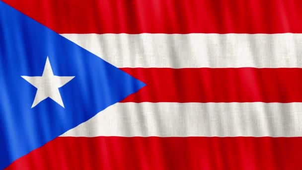 Bandeira Nacional Porto Rico Animação Loop Sem Costura Closeup Acenando — Vídeo de Stock