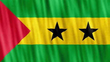 Sao Tome ve Principe Ulusal Bayrağı. Kusursuz döngü animasyonu yakın plan el sallıyor. Yüksek kalite 4k uhd, 60 fps görüntü