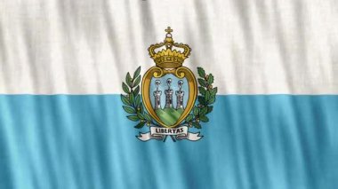 San Marino Ulusal Bayrağı. Kusursuz döngü animasyonu yakın plan el sallıyor. Yüksek kalite 4k uhd, 60 fps görüntü