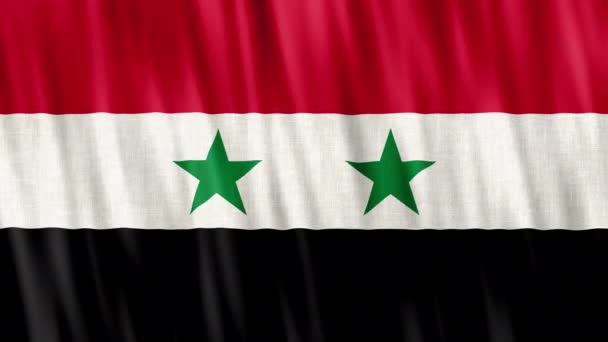 Bandeira Nacional Síria Animação Loop Sem Costura Closeup Acenando Alta — Vídeo de Stock