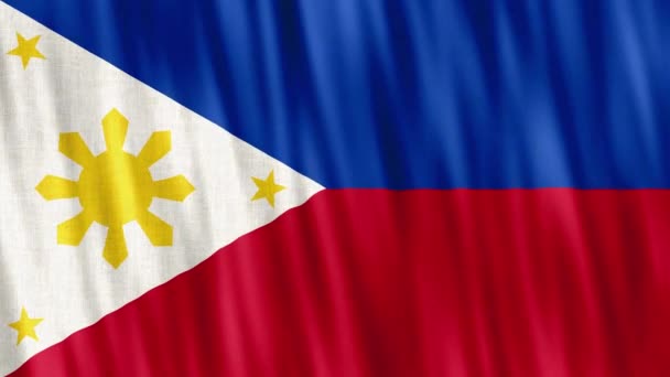 Filipinler Ulusal Bayrağı Kusursuz Döngü Animasyonu Yakın Plan Sallıyor Yüksek — Stok video