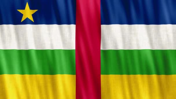 Bandera Nacional República Centroafricana Inconsútil Animación Bucle Primer Plano Saludando — Vídeos de Stock