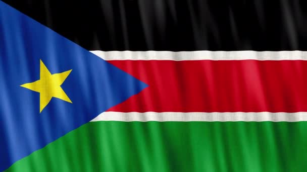 南苏丹国旗 无缝圈动画特写挥手 高质量4K Uhd Fps镜头 — 图库视频影像