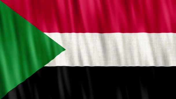 Bandera Nacional Sudán Inconsútil Animación Bucle Primer Plano Saludando Alta — Vídeos de Stock
