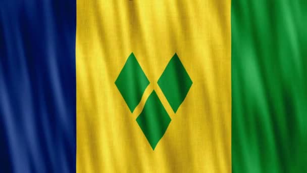 Saint Vincent Grenadines Nationale Vlag Naadloze Lus Animatie Close Zwaaien — Stockvideo