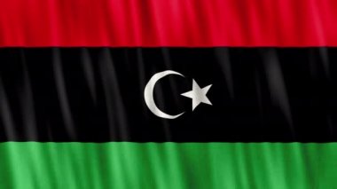 Libya Ulusal Bayrağı. Kusursuz döngü animasyonu yakın plan el sallıyor. Yüksek kalite 4k uhd, 60 fps görüntü