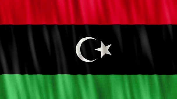 Libyens Nationella Flagga Sömlös Loop Animation Närbild Vinka Hög Kvalitet — Stockvideo