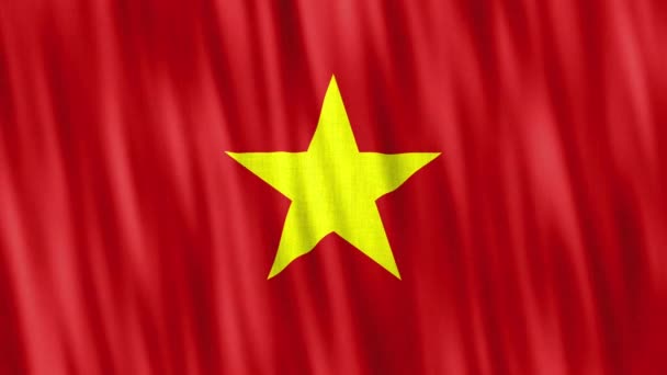 Narodowa Flaga Wietnamu Płynna Animacja Pętli Zbliżenie Machanie Wysokiej Jakości — Wideo stockowe