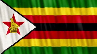 Zimbabwe Ulusal Bayrağı. Kusursuz döngü animasyonu yakın plan el sallıyor. Yüksek kalite 4k uhd, 60 fps görüntü