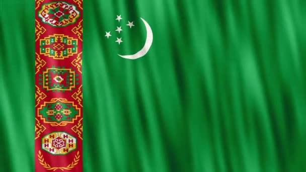 Turkmenistan Nationale Vlag Naadloze Lus Animatie Close Zwaaien Hoge Kwaliteit — Stockvideo